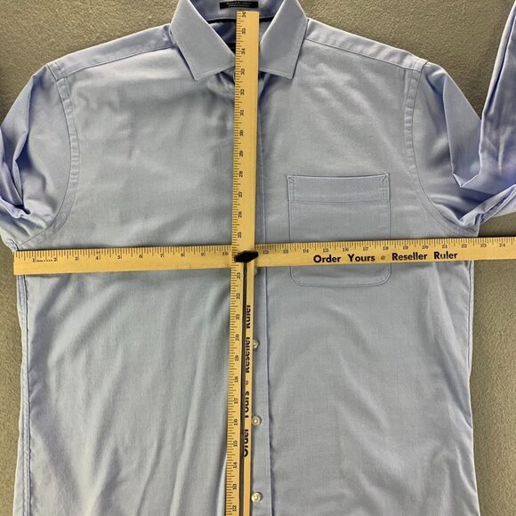 Tommy Hilfiger Shirt Mens 15-15.5 Medium Blue‎ Stretch Cotton Button Up P… - Picture 8 of 11